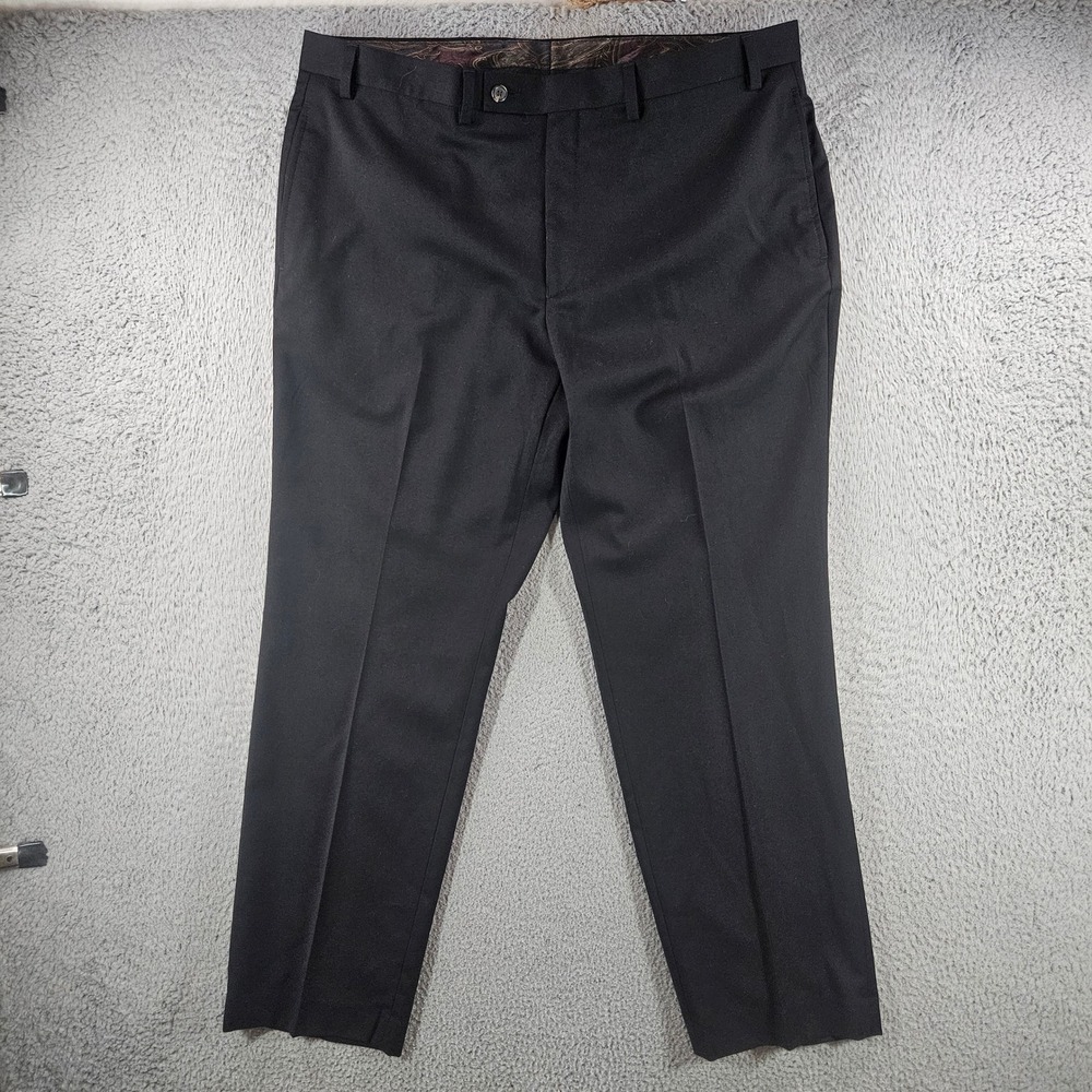 Lauren Ralph Lauren Mens Black Dress Pants Flat Front 38 x 30 Paisley Waistband